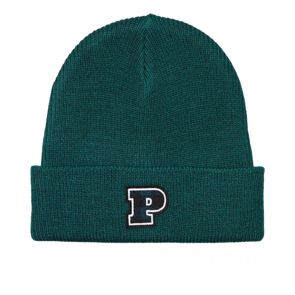 New PINK VICTORIAS SECRET Rib Knit Dark Green Hat